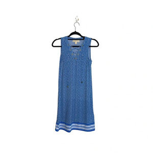 MICHAEL Michael Kors Blue & White Printed Lace-up Shift Dress Xsmall Women’s